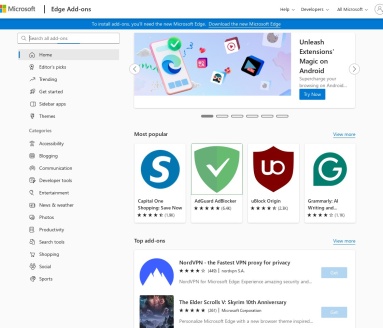 Microsoft Edge Addons